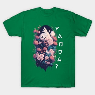 Hidden Panda Among Vibrant Blooms T-Shirt